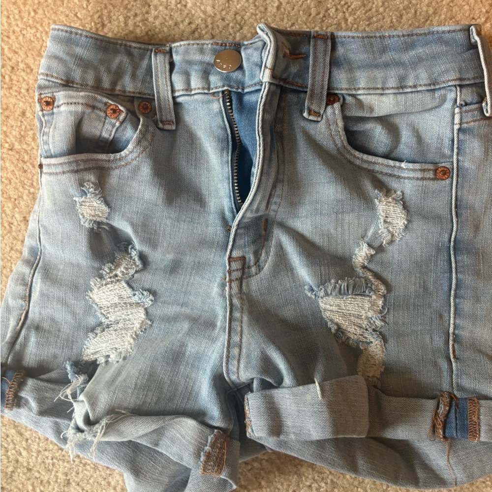 Aeropostale Blue Jean Shorts Distressed High-Waisted